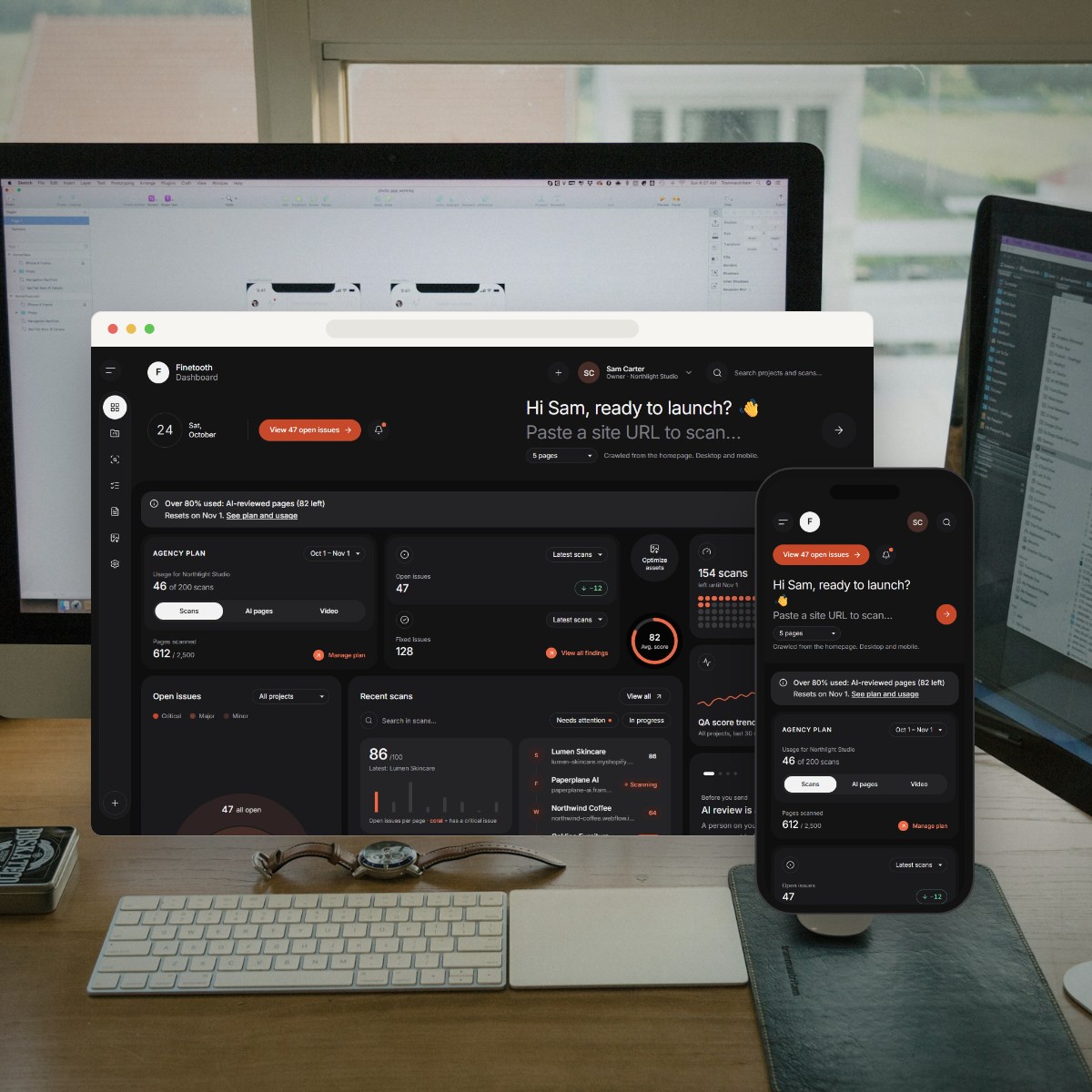 Finetooth, shown on a device