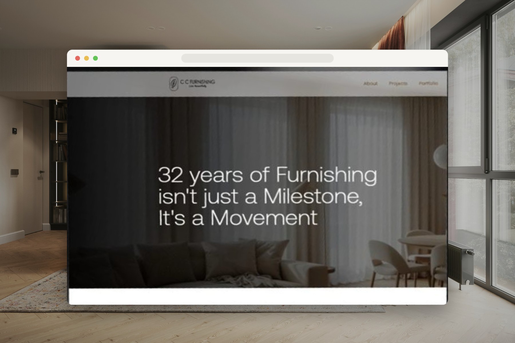C C Furnishing the website in a browser window