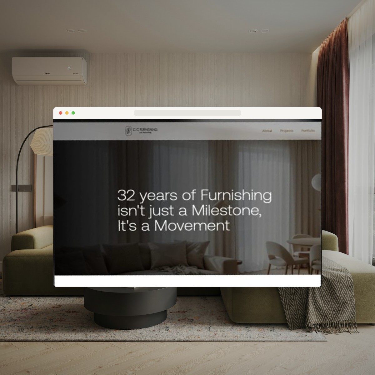 C C Furnishing, shown on a device