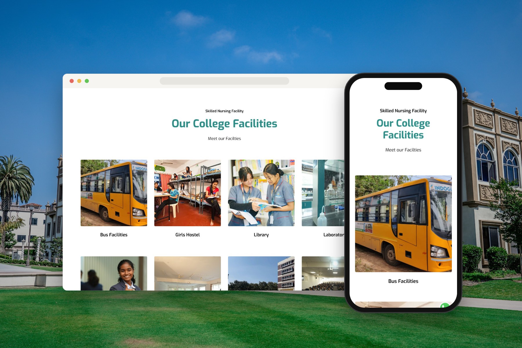 Indoglobe Institutions on desktop and phone
