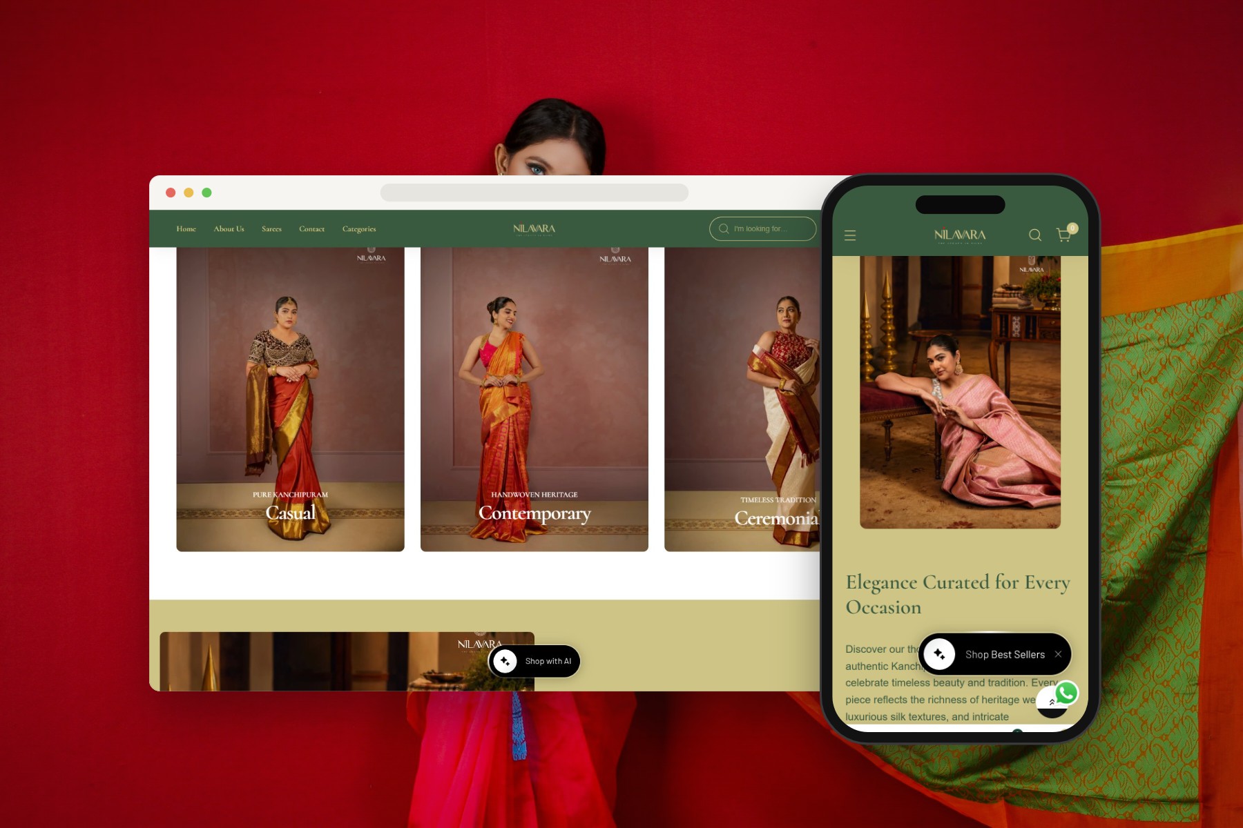 Nilavara Silks on desktop and phone