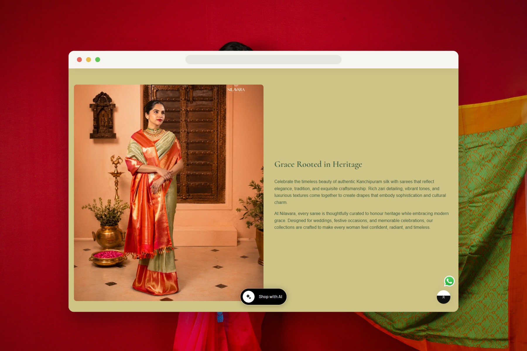 Nilavara Silks in a browser window