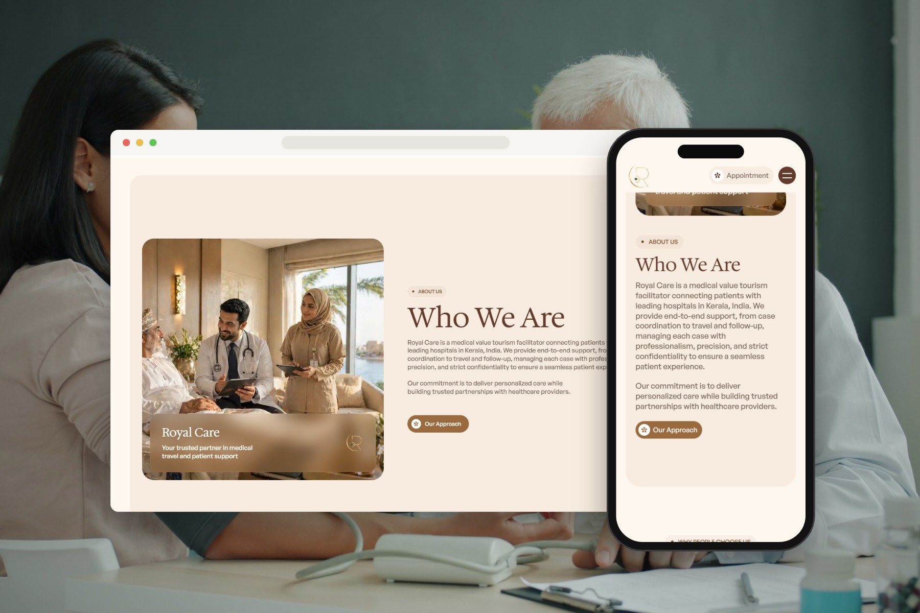 Royal Care on desktop and phone