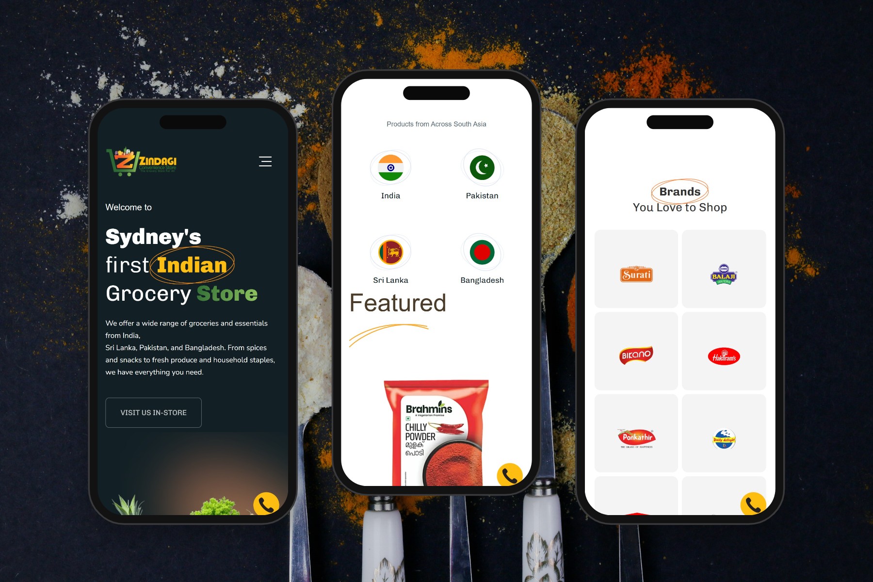 Zindagi Convenience on three phone screens